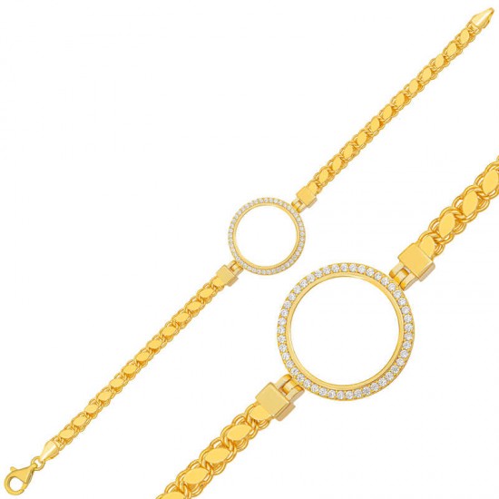 Gümüş Çeyrek Takılabilen Altın Kaplama Kadın Bileklik Gümüş Çeyrek Takılabilen Altın Kaplama Kadın Bileklik