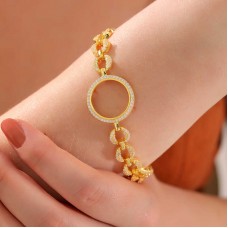 Gümüş Çeyrek Takılabilen Altın Kaplama Kadın Bileklik