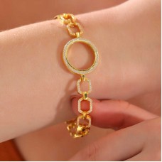 Gümüş Çeyrek Takılabilen Altın Kaplama Kadın Bileklik