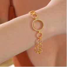 Gümüş Çeyrek Takılabilen Altın Kaplama Kadın Bileklik