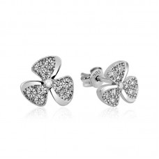 Gümüş Çiçek Çivili Bayan Küpe