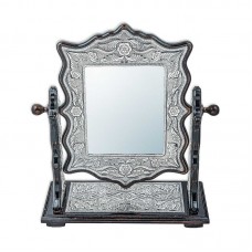 ​Gümüş Çiçek Desenli Kare Çift Taraflı Ayna