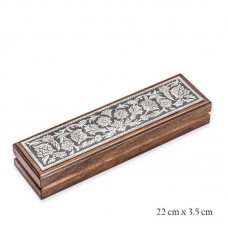 Gümüş Çiçek Desenli Ahşap Tesbih Kutusu