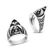 Gümüş Çift Başlı Kartal Başparmak Erkek Yüzük