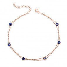 Gümüş Rose Çift Zincirli Nazar Halhal