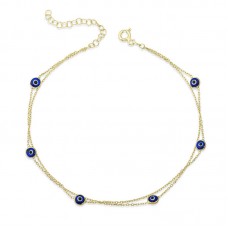 Gümüş Gold Çift Zincirli Nazar Kadın Bileklik