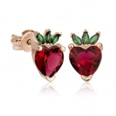 ​Gümüş Çilek Figür Meyve Çivi Küpe