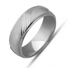 Gümüş Çizgi Desenli Rodyum Alyans