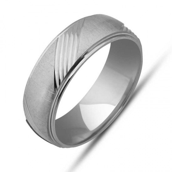 Gümüş Çizgi Desenli Rodyum Alyans Gümüş Çizgi Desenli Rodyum Alyans