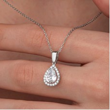 Gümüş Damla Beyaz Zirkon Taşlı Kadın Kolye