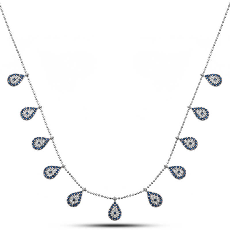 Gümüş Damla Nazarlı Şans Kadın Kolye Gümüş Damla Nazarlı Şans Kadın Kolye