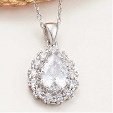 Gümüş Damla Zirkon Taşlı Kadın Kolye