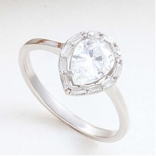 Gümüş Damla Zirkon Taşlı Kadın Yüzük