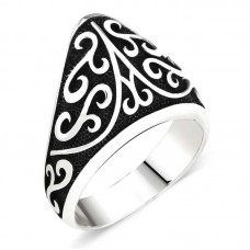 Gümüş Desenli Okçu Zihgir Erkek Yüzük