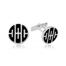 Gümüş Desenli Yuvarlak Kol Düğmesi