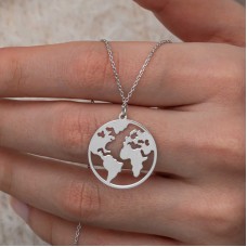 Gümüş Dünya Kadın Kolye