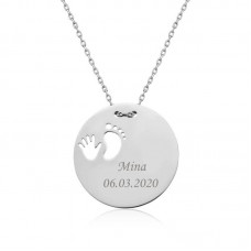 ​Gümüş El Ayak İzi Yeni Doğan Kolye