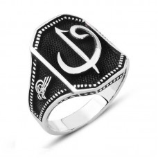 Gümüş Elif Vav Erkek Yüzük