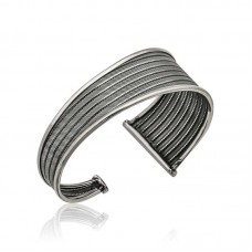 Gümüş Eskitme Desenli Bayan Bilezik