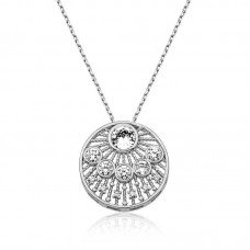 Gümüş Etnik Desenli Bayan Kolye