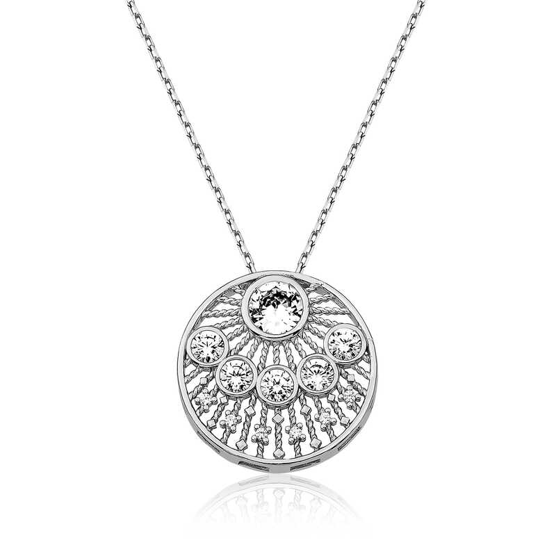 Gümüş Etnik Desenli Bayan Kolye Gümüş Etnik Desenli Bayan Kolye