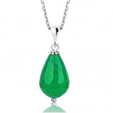 Gümüş Doğal Yeşim Taş Bayan Kolye