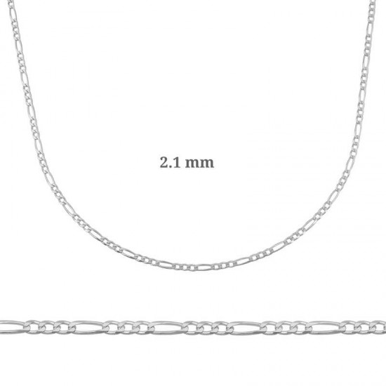 2.10 mm Gümüş Figaro Zincir - 0.60 mikron 2.10 mm Gümüş Figaro Zincir - 0.60 mikron