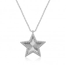Gümüş Fırfır Desenli Yıldız Bayan Kolye