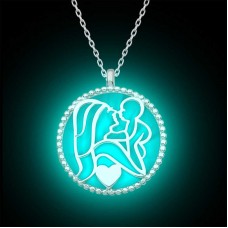 Gümüş Fosforlu Anne Çocuk Sevgisi Kadın Kolye