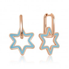 Gümüş Fosforlu Mavi Yıldız Küpe