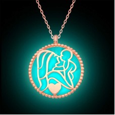 Gümüş Fosforlu Rose Anne Çocuk Sevgisi Kadın Kolye