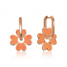 ​Gümüş Fosforlu Turuncu Yonca Küpe