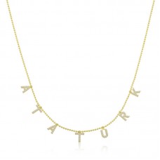 Gümüş Gold Atatürk Yazılı Bayan Kolye