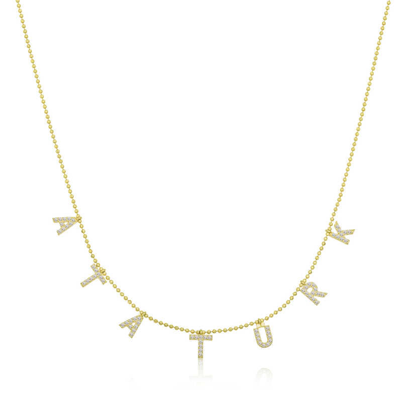 Gümüş Gold Atatürk Yazılı Bayan Kolye Gümüş Gold Atatürk Yazılı Bayan Kolye