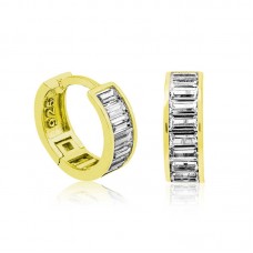 ​Gümüş Gold Baget Taşlı Halka Küpe