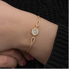 Gümüş Gold Baget Taşlı Kadın Bileklik