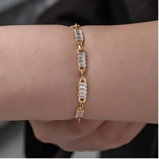 Gümüş Gold Baget Taşlı Kadın Bileklik