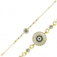 ​Gümüş Gold Baget Taşlı Nazar Bayan Bileklik