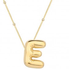 Gümüş Gold Balon E Harfi Kadın Kolye