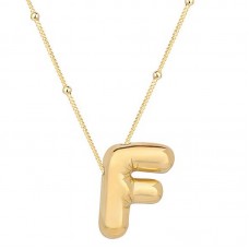 Gümüş Gold Balon F Harfi Kadın Kolye