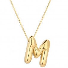 Gümüş Gold Balon M Harfi Kadın Kolye
