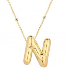Gümüş Gold Balon N Harfi Kadın Kolye