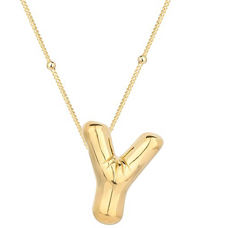 Gümüş Gold Balon Y Harfi Kadın Kolye Gümüş Gold Balon Y Harfi Kadın Kolye