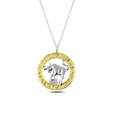 ​Gümüş Gold Boğa Burcu Kolye