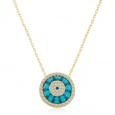 Gümüş Gold Camgöz Nazar Bayan Kolye