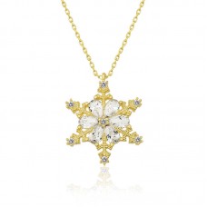Gümüş Gold Kar Çiçeği Bayan Kolye