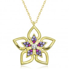 ​Gümüş Gold Çiçek Kadın Kolye