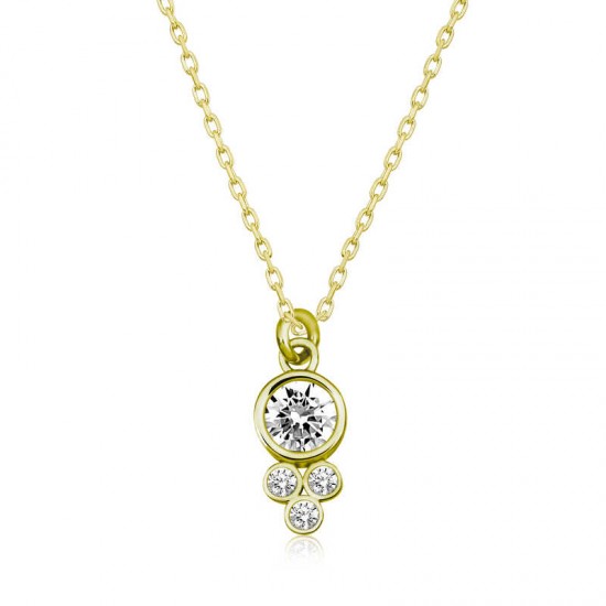 Gümüş Gold Çiğ Damlası Yuvarlak Tektaş Bayan Kolye Gümüş Gold Çiğ Damlası Yuvarlak Tektaş Bayan Kolye