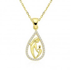 Gümüş Gold Damla Anne Çocuk Kolyesi