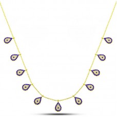 Gümüş Gold Damla Nazarlı Şans Kadın Kolye